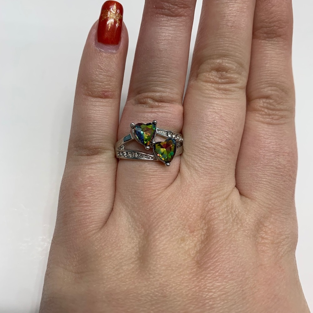 Green Mystic Topaz Heart Birthstone Ring